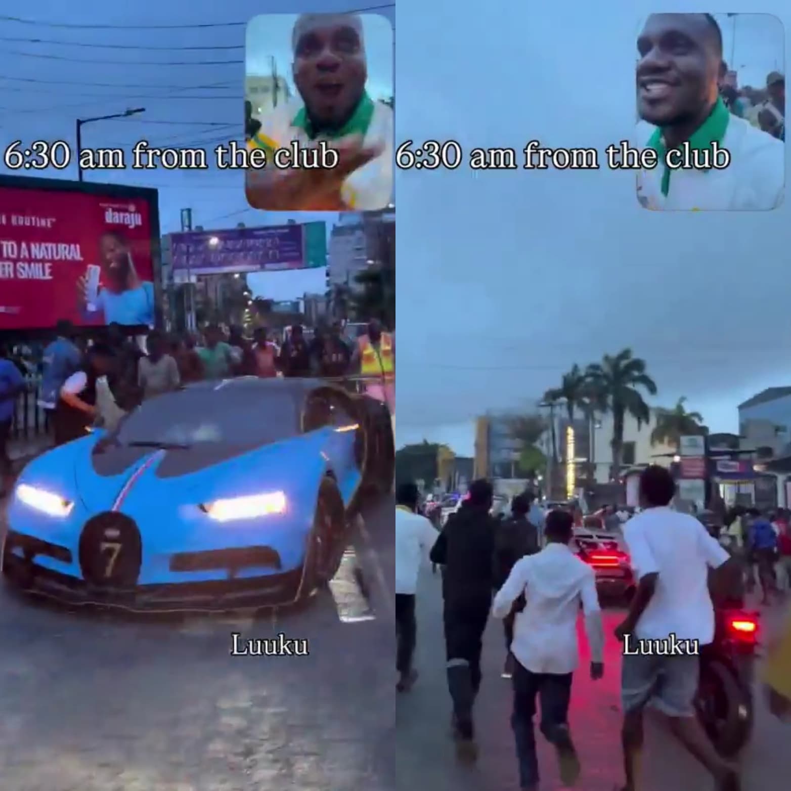 Early-morning video shows group chasing Burna Boy's Bugatti outside Lagos club at 6:30am
